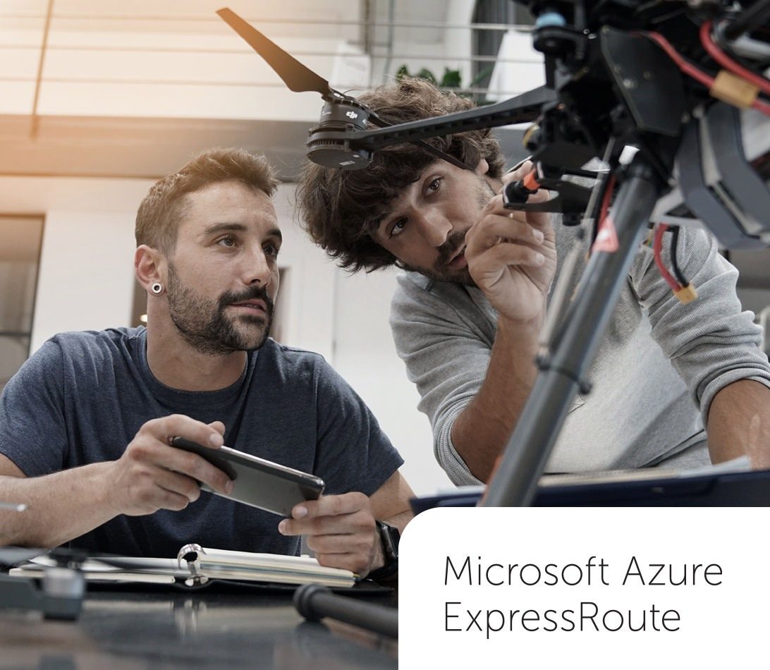 Microsoft Azure ExpressRoute partner students working on drone