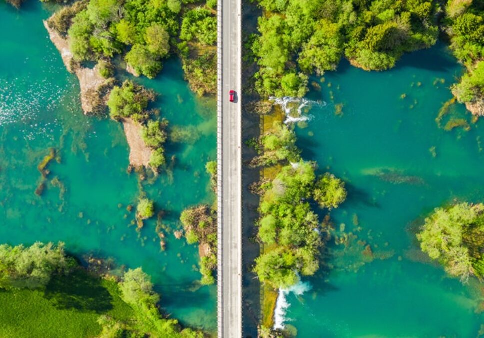 Google Cloud Interconnect - Dedicated Interconnect car over bridge water